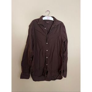 Coast Brown Button Uo Top Men’s Size XL Made In Italy